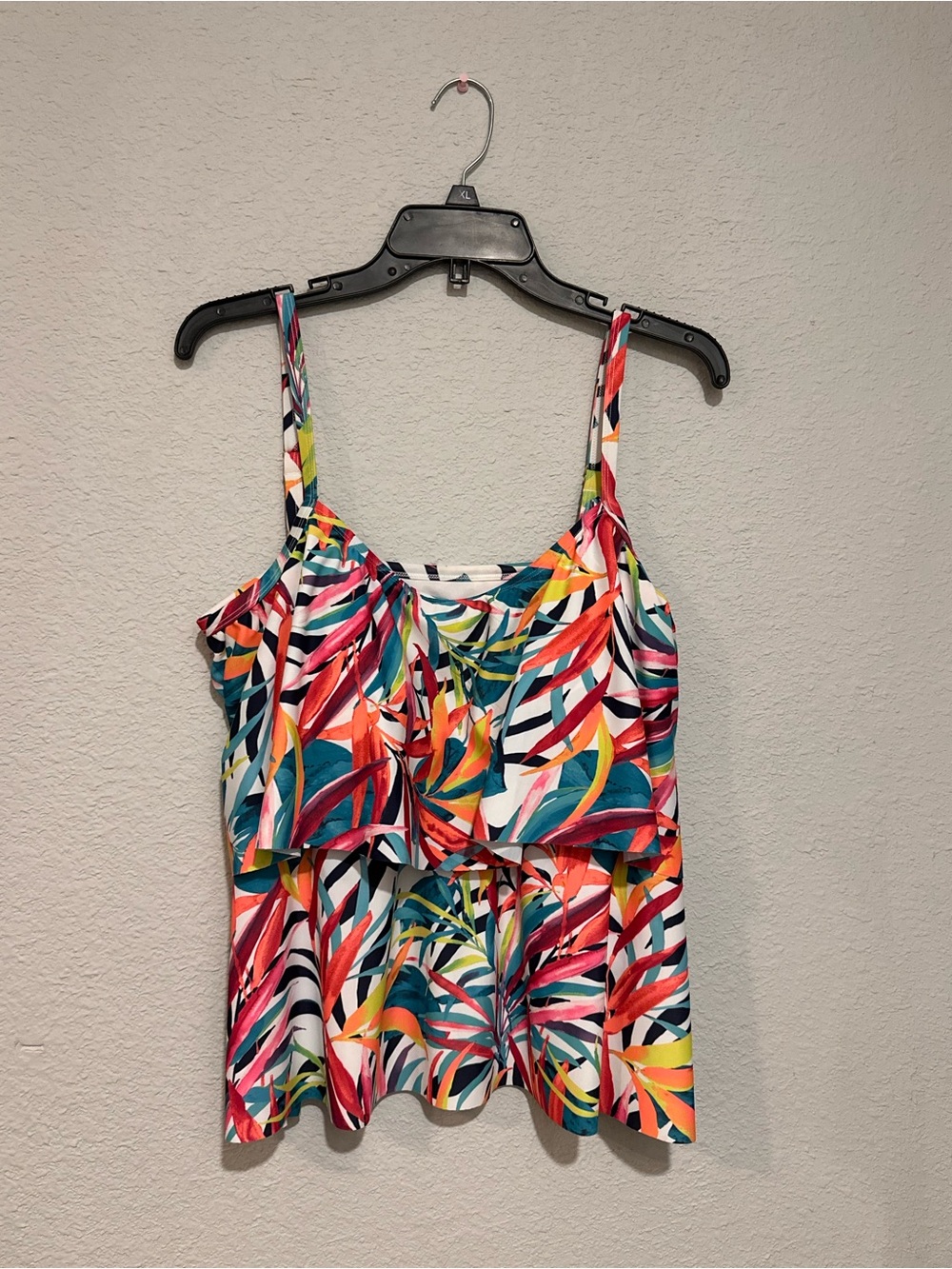 Colorful Tropical Print Bathing Suit Top